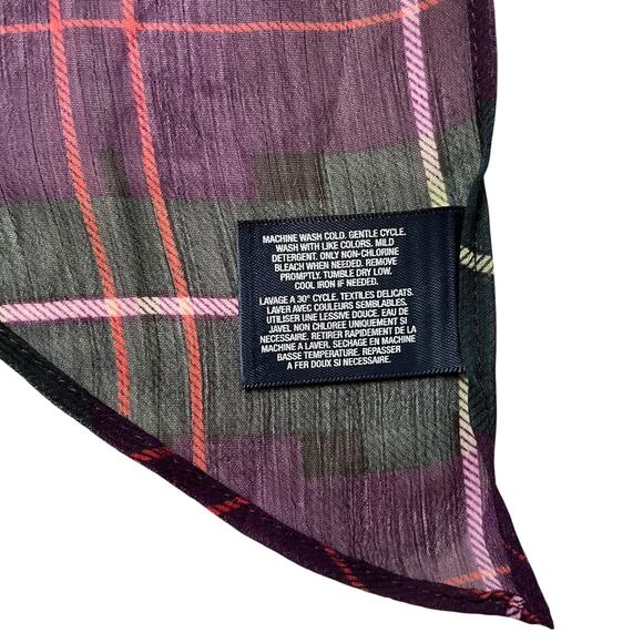 Polo Ralph Lauren Purple Green Tartan Plaid Chiffon Wingtip Scarf - Picture 4 of 7